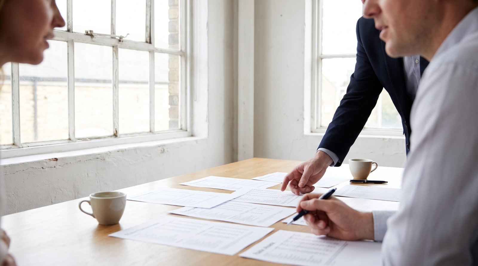 Apple EU business terms reviewed on printed pricing sheets across a meeting table