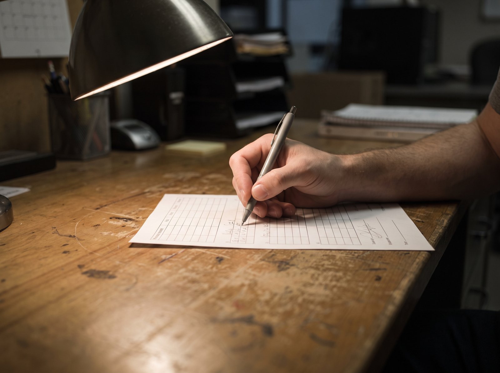 Apple EU business terms compared on a printed commission worksheet with handwritten annotations