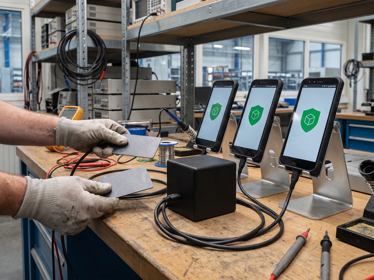 Android developer verification: Hands matching an app signing-key fingerprint with a registered package card