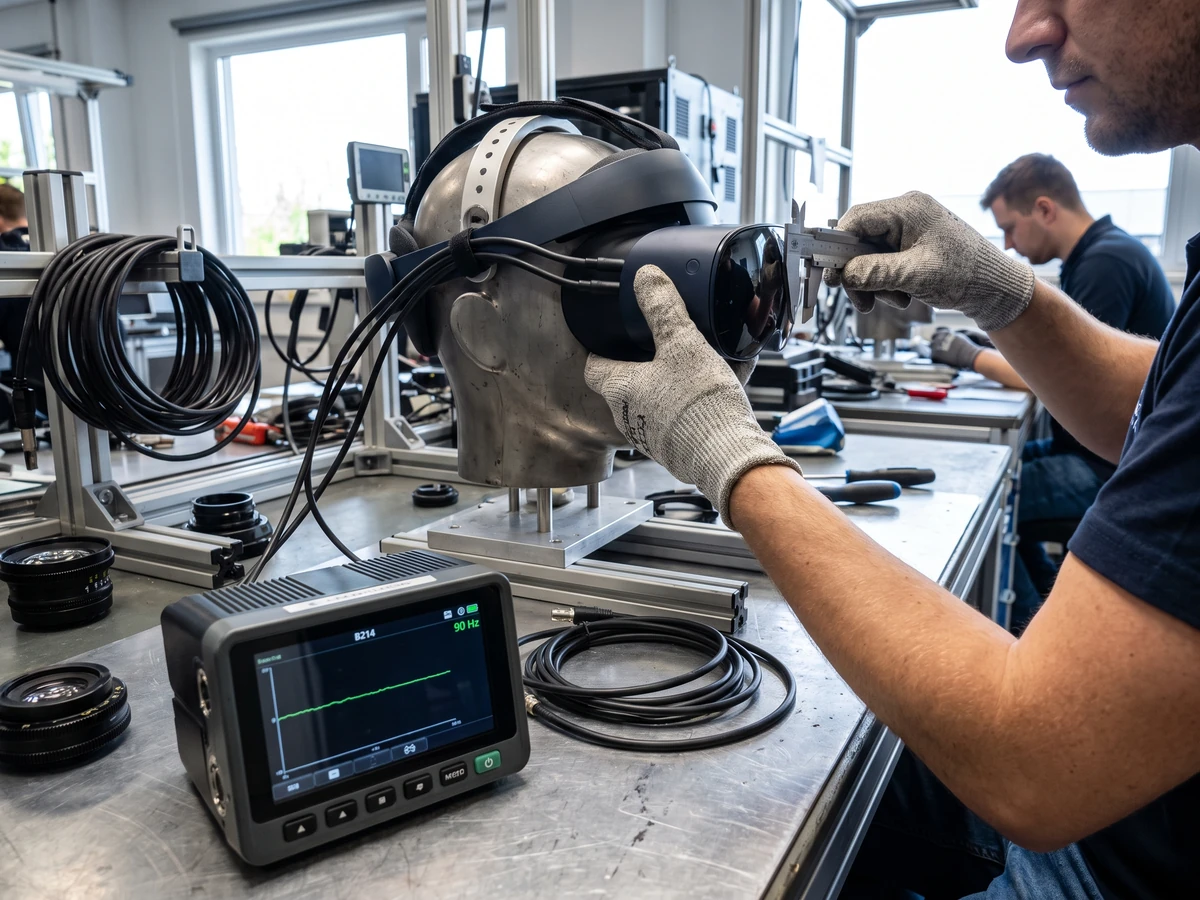 Unity CLI XR workflow: shorten iteration without hiding device evidence 2 Unity CLI XR workflow: Technician checking a headset performance capture against a labeled Unity build